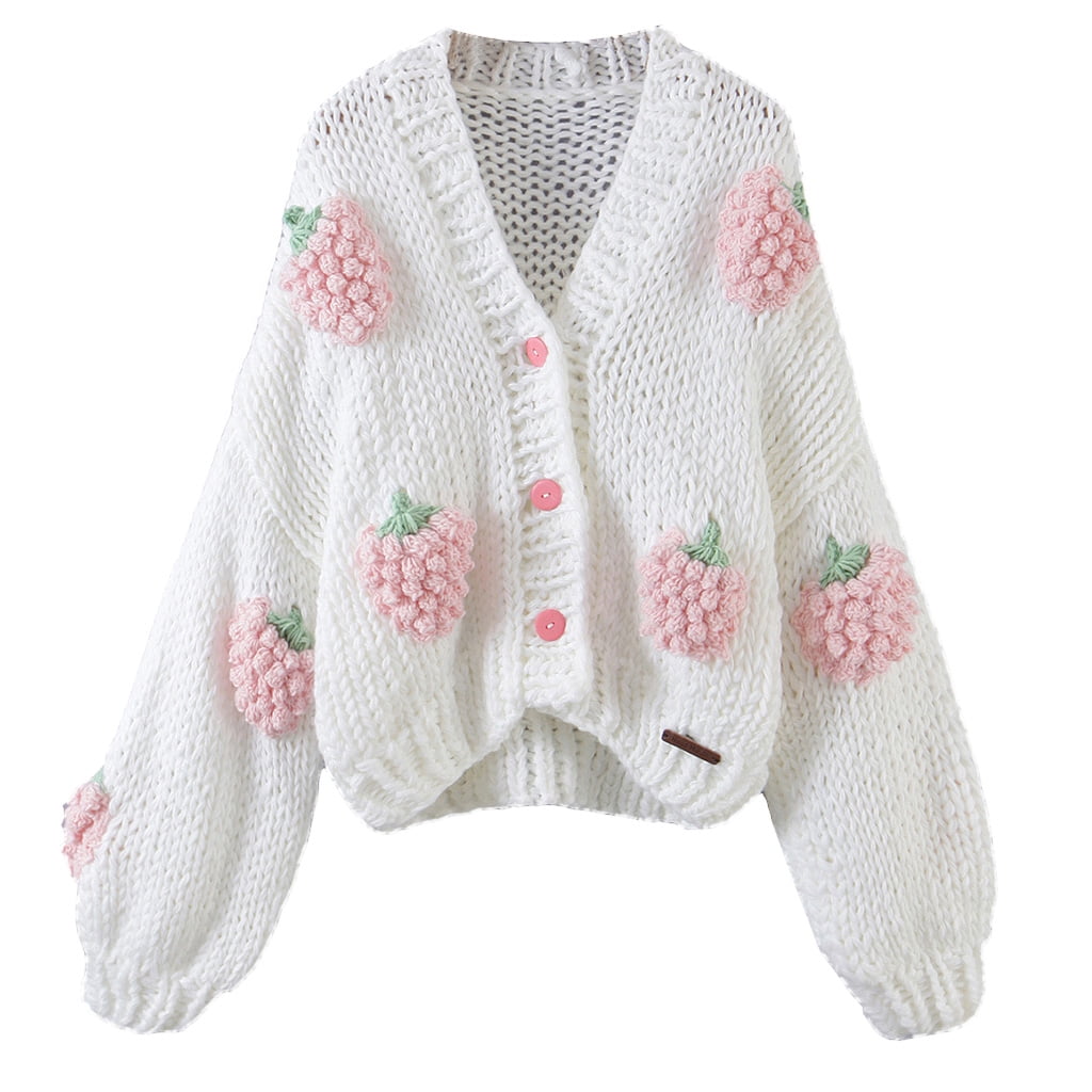 Women Puff Long Sleeve Sweater Cardigan Harajuku Crochet Women Puff Long Sleeve Sweater Cardigan Harajuku Crochet