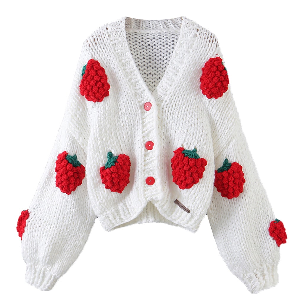 Women Puff Long Sleeve Sweater Cardigan Harajuku Crochet Women Puff Long Sleeve Sweater Cardigan Harajuku Crochet