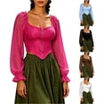 thumbnail image 1 of Women Puff Sleeve Square Neck Zip up Medieval Top Pirate Costume Halloween Cosplay Halloween Costume Women, Size M, 1 of 5