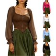 thumbnail image 1 of Women Puff Sleeve Square Neck Zip up Medieval Top Pirate Costume Halloween Cosplay Halloween Costume Women, Size XL, 1 of 5