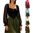 thumbnail image 1 of Women Puff Sleeve Square Neck Zip up Medieval Top Pirate Costume Halloween Cosplay Halloween Costume Women, Size XL, 1 of 5