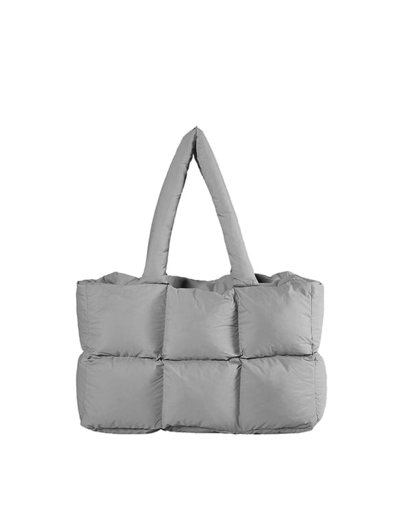Women Puffer Bag Quilted Bag Lightweight Puffy Tote Bag Soft Puffer Big Capacity Puffy Tote Bag Carryall Gym Bag