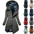 thumbnail image 1 of Women Puffer Coat Fleece Lined Long Quilted Asymmetric Zipper Hooded Slim Fit Windproof Warm Winter Parka Jacket with Multi Zipper Pockets, 1 of 5