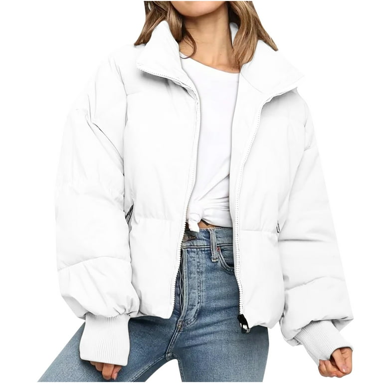 Women Puffer Jacket Fashion Oversized Stand-up Collar Padded Down Parka  Coat Cardigan Outerwear Overcoat Jacket