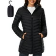 thumbnail image 1 of Women Puffer Jacket Hooded Warm Lightweight Packable Quilted Puffer Coat Outwear (Black, Medium), 1 of 8
