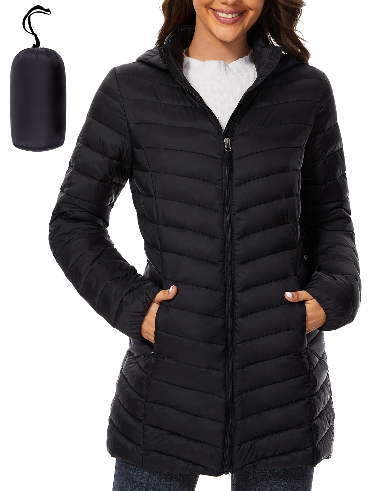 Women Puffer Jacket Hooded Warm Lightweight Packable Quilted Puffer ...