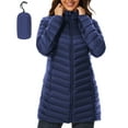 thumbnail image 1 of Women Puffer Jacket Hooded Warm Lightweight Packable Quilted Puffer Coat Outwear (Navy, Medium), 1 of 8