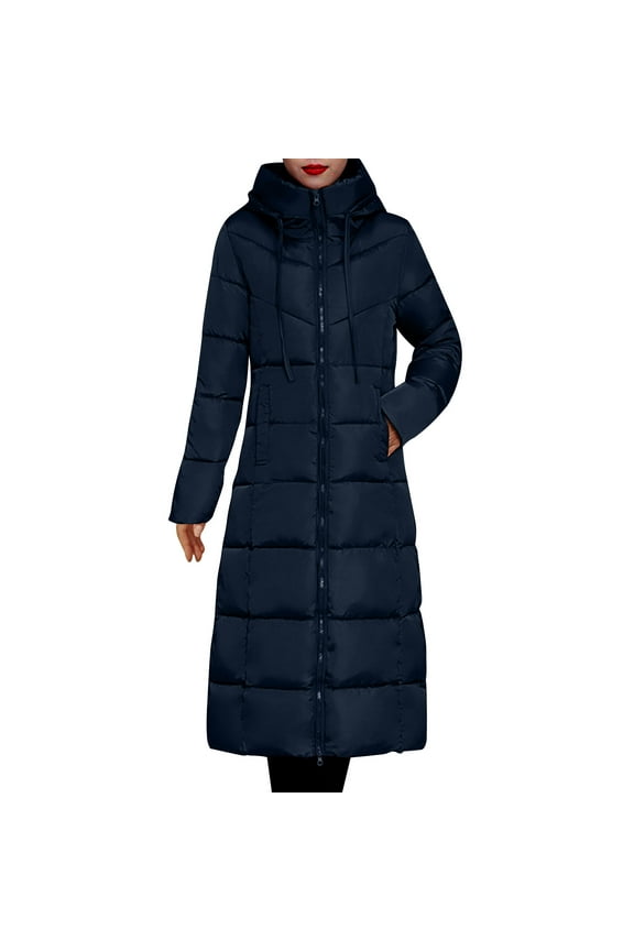 Women Puffer Jacket Hooded Warm Winter Plus Size Long Length Comfortable Thick Jacket Long Sleeved Jacket