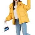 thumbnail image 1 of Women Puffer Jacket Winter Warm Coats Hooded Quilted Jackets with Removable Hood Yellow XXL, 1 of 7
