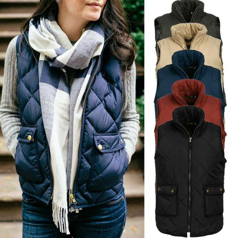 Women Puffer Padded Vest Jacket Gilet Ladies Sleeveless Coat Snowsuit Jacket  Slim Warm Waistcoat - Walmart.com