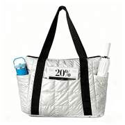 WANDF Puffy Tote Bag for Women with 3 outer Pockets,Ladies Quilted Lightweight Shoulder Bag,Water Resistant Handbag for Shipping,TravelWhite Totes