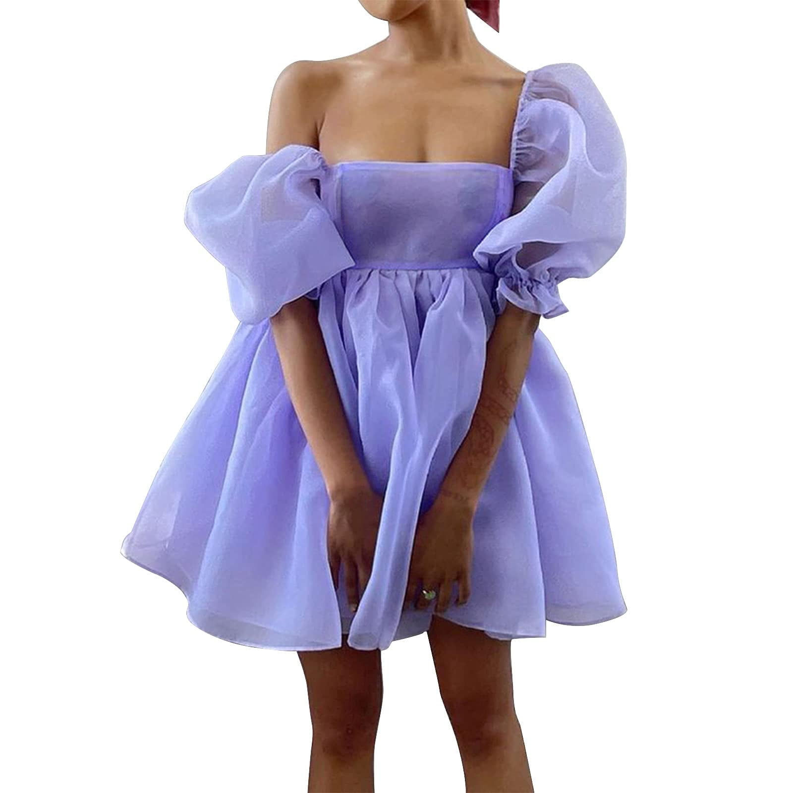 princess bride blue dress 2 Pieces Chiffon Mother of the Groom Dresses Short Women's A-Line/Princess Scoop Knee-Length Formal Guest Evening Gowns, As Pic