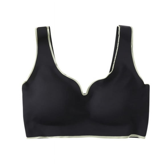 Women Pullover Bras, Color Block Push up Bras with Padding Breathable V-Neck Pull-On Wireless Bralette