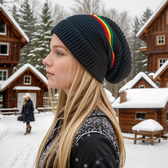 Women Pullover Cap Autumn And Winter Fashion Solid Color Pile Cap Ear Warm Knitted Hat Mens Lumber Hat Winter Snow Hats Men Mens Snow Hat Windproof Hat Warm Hats for Men Thermal Retention Hat Men Long