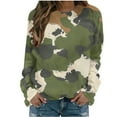 thumbnail image 1 of Women Pullover Hoodless Sweatshirts Camouflage Printed Round Neck Shoulder Long Sleeved Sweatshirt, 1 of 4