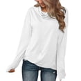 thumbnail image 1 of Women Pullover Shirt Cowl Neck Long Sleeve Drop Shoulder Loose Warm Sweatshirt for Winter Autumn White XL, 1 of 6