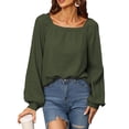 thumbnail image 1 of Women Pullover Sweatshirt Casual Loose Comfortable Fashionable Long Sleeve Female Blouse Green XL, 1 of 5