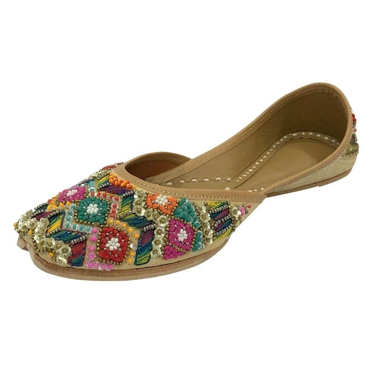 Women Punjabi Juti Handmade Traditional Wedding Ethnic Shoes Flat