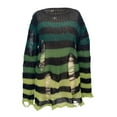 thumbnail image 1 of Women Punk Gothic Long Sweater Hollow Out Oversized Striped Ripped Pullover Dress Y2K Aesthetic Jumper Loose, 1 of 2