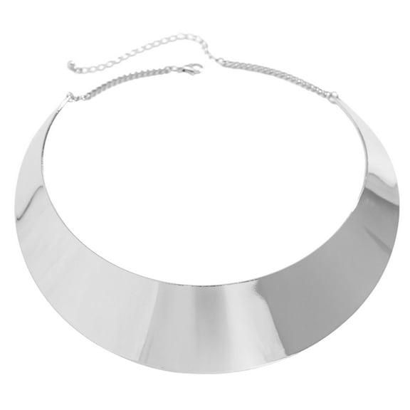 Women Punk Hiphop Style Necklace Exaggerated Chunky Metal Wire Torques Choker Gold/Silver Wide Smooth Chain Neck Jewelry