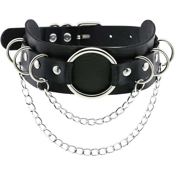 Women Punk Leather Necklaces Collar Choker Chain Rivet Rock Adjustable Collar Necklaces