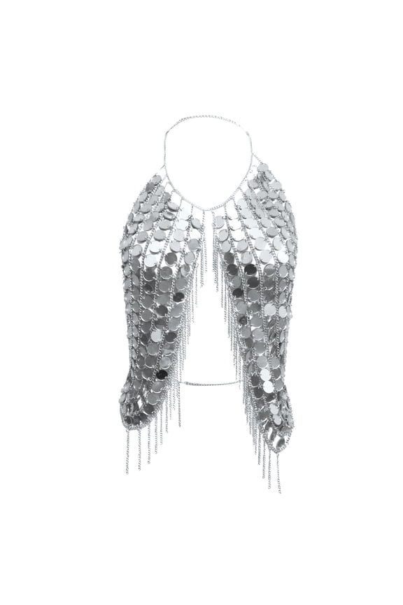 Women Punk Party Performance Necklace Street Shot Personality Clothing Chain Neck Backless Handmade Sequin Body Chain Top Women's Summer Tank Top