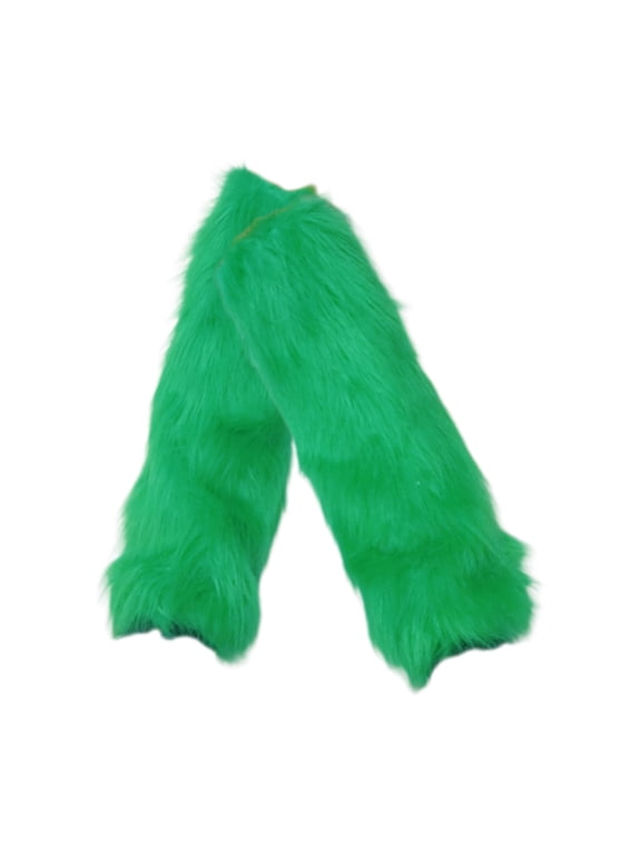 Women Punk Plush Solid Leg Warmer Aesthetic Green Fuzzy Boot Cuffs Leg Cover