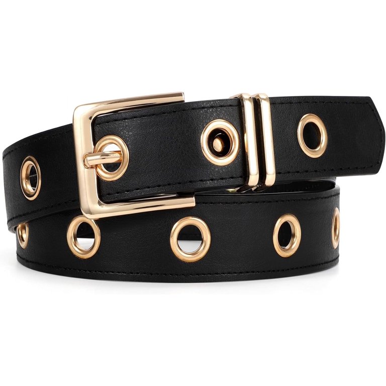 Women Punk Rock Belt for Jeans Dresses Grommet Waist Belt 
