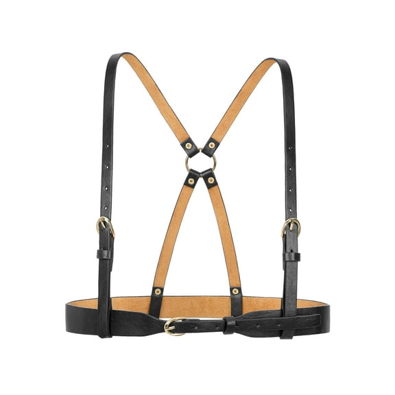 Women Punk Waist Belt, Leather Strap Body Harness for Rave and Costume Size-1 Black