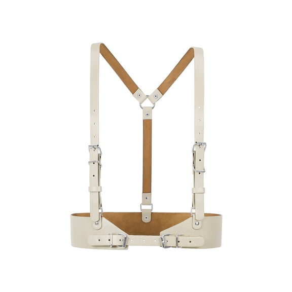 Women Punk Waist Belt, Leather Strap Body Harness for Rave and Costume Size-2 Beige