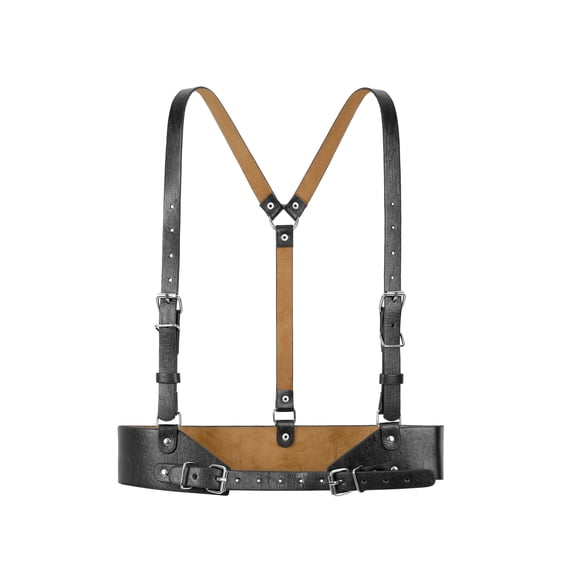 Women Punk Waist Belt, Leather Strap Body Harness for Rave and Costume Size-2 Black
