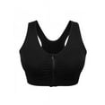 thumbnail image 1 of Women Pure Color Plus Size Ultra-thin Large Bra Sports Bra Front Zipper Full Cup Padded Tops, 1 of 7