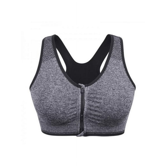 Women Pure Color Plus Size Ultra-thin Large Bra Sports Bra Front Zipper Full Cup Padded Tops