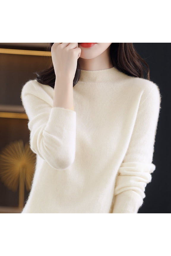 Women Pure Long Sleeve Crew Neck Soft Warm Pullover Knit Fall Winter Thermal Tops for Women Long Sleeve 2x Thermal Men Shirt Climate Right Long Sleeve Womens Women's Thermal Tops Thermal Tops for Men