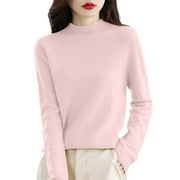 CEANGRTRO Women Pure Long Sleeve Thermal Pajama Tops for Women Long Sleeve Crew Neck Soft Warm Ladies Thermal Tops Long Sleeve Pullover Knit Fall Winter