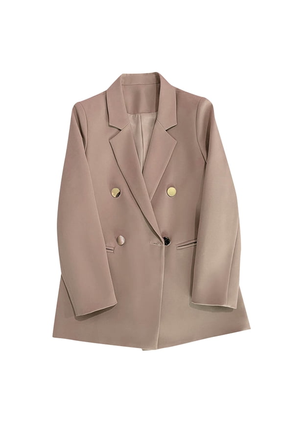 Women Purple Pink Metal Button Down Suit Coat Double-Breasted Suit in Spring and Autumn Blazer Lapel Collar Jacket