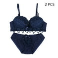 thumbnail image 1 of Women Push Up Bra Set Girl Floral Lace Underwear Set Underwire Brassiere Outfit Ladies Push Up Padded Bras Sets Lingerie Bras Panties Lace Floral Underwear Suits Blue 80B, 1 of 6