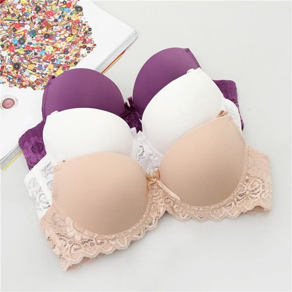 Women Push Up Bra Demi Cup Padded Underwire Supportive Bras Lace Everyday Comfort
