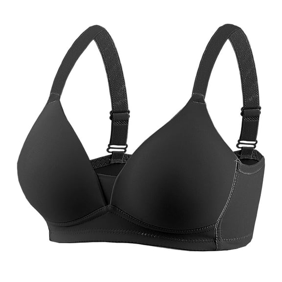 Women Push-Up Bra No Underwire Comfy Smoothing Full Coverage Everyday Bralette Breathable Plus Size Fashion Shaping Brasier, Black, L