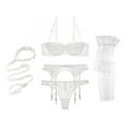thumbnail image 1 of Women Push Up Bras Set Lace Lingerie Bra and Thong and Garter and Stocking and Halter 5Pcs, 1 of 5