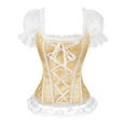 thumbnail image 1 of Women Push Up Corset Tops Renaissance Victorian Gothic Shirts Mesh Bustier Tees Peasant Festival Fair Cosplay Lace Blouse, 1 of 4
