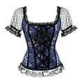 thumbnail image 1 of Women Push Up Corset Tops Renaissance Victorian Gothic Shirts Mesh Bustier Tees Peasant Festival Fair Cosplay Lace Blouse, 1 of 5