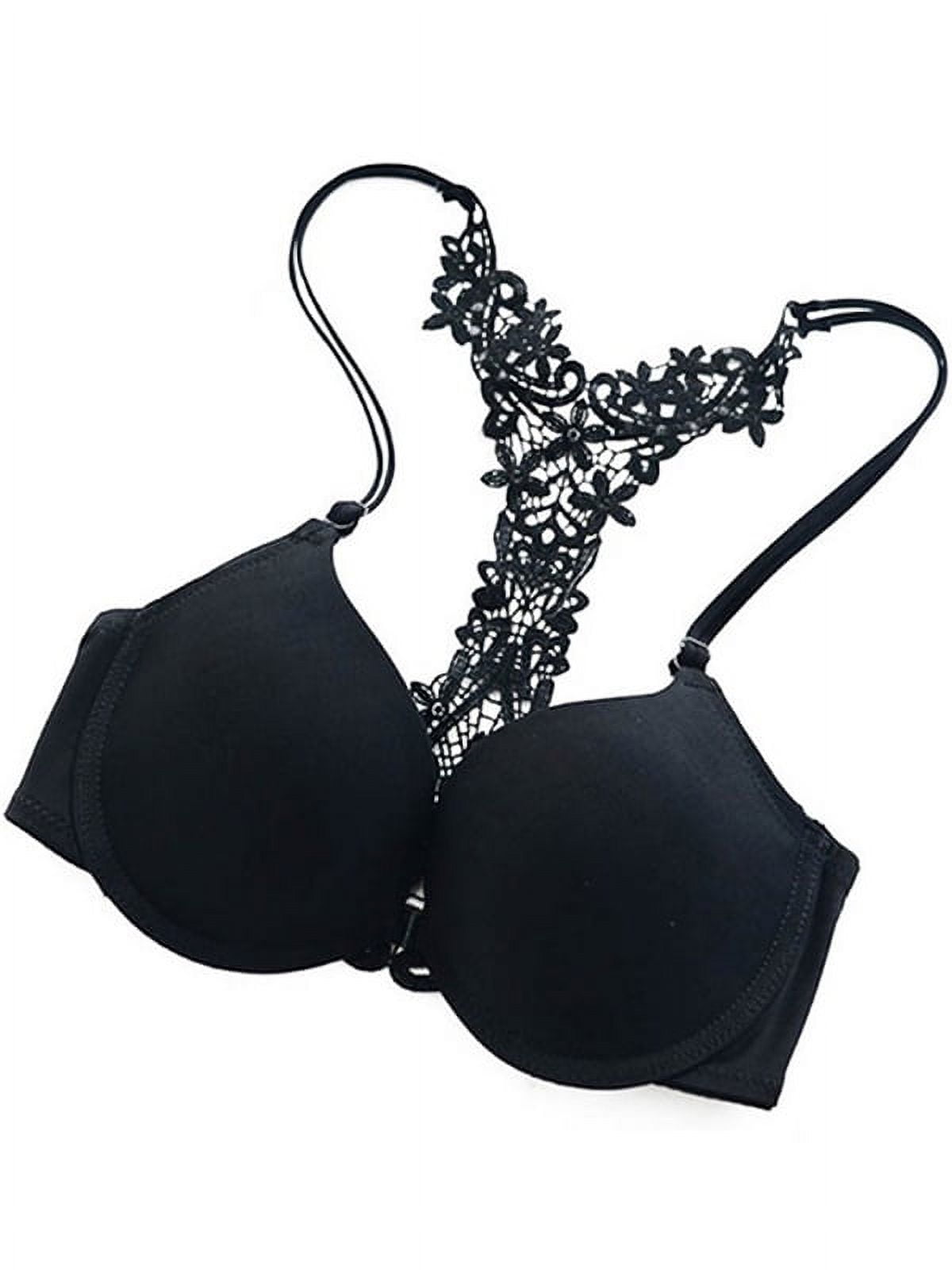 Women Push-Up Front Closure Bra Seamless Smooth Lace Racerback
