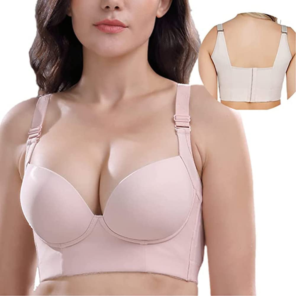FUUPNN Women Deep Cup Bra Hide Back Fat Full Back Coverage Bra with  Shapewear Incorporated Push Up Sports Comfortable Bras (as1, Alpha,  jaspo_s, Black, 34A) at  Women's Clothing store