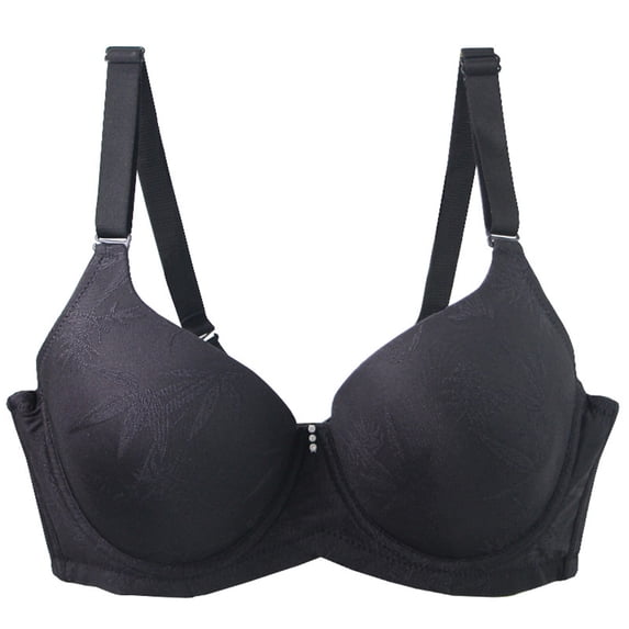 Women Push Up Underwire Bras Supportive Full Coverage Comfortable Everyday Bra for Sleep Work (Black,85E)