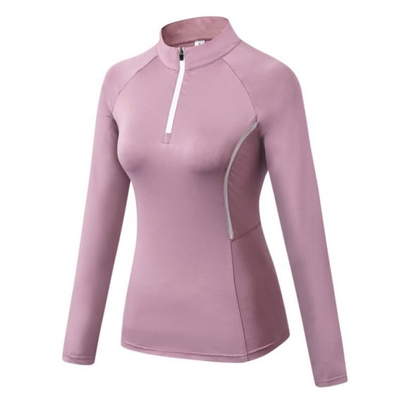 Women Quarter Zip Pullover Running Shirts Long Sleeve Activewear Tops Tight Workout