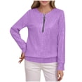 thumbnail image 1 of Women Quarter Zip Pullover Sparkly Long Sleeve Sequin Pullover Sweatshirt Top Party Outwear Ladies Shiny Tunic Shirt Purple M, 1 of 5