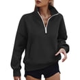 thumbnail image 1 of Women Quarter Zip-Up Sweatshirt Stand Collar Long Sleeve Shirt Teen Fall Casual Oversized Basic Pullover Tops, 1 of 7