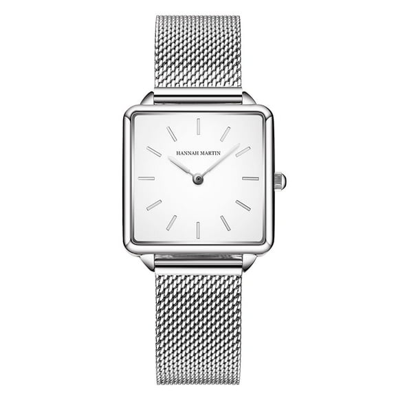 Women Quartz Dress Watches Square Dial Business Stainless Steel Mesh Band Wrist Watch