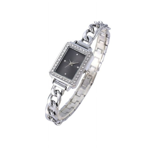 Women Quartz Wrist Watches Chain Strap Square Watch Easy Read Dial Classical Office Ladies Fashion Dress Up Adjustable Stainless Steel Black